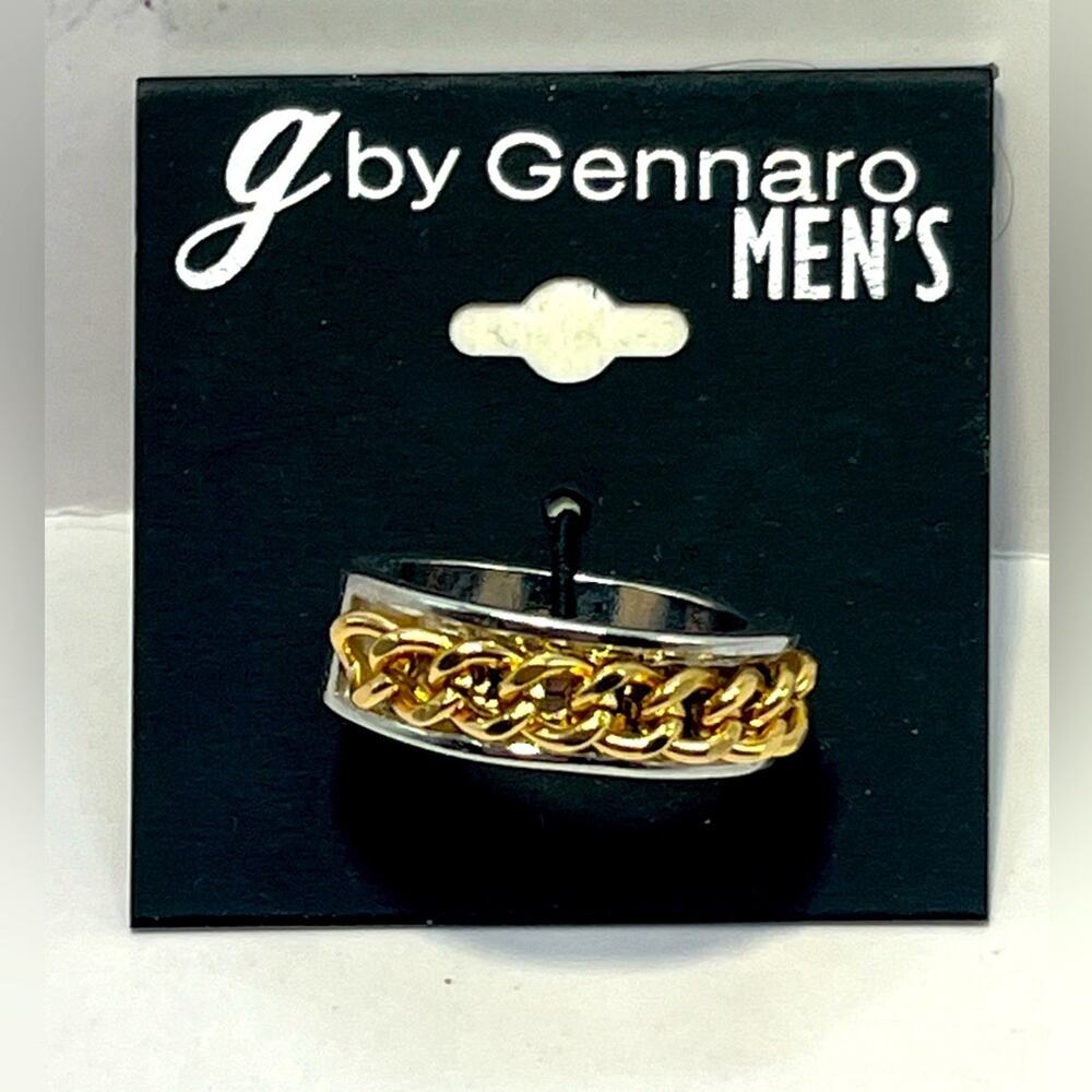 NWT Men’s silver and gold tone rope braided ring